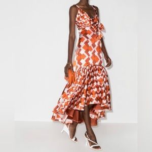 Silvia Tcherassi Spello Geometric Print High-Low Dress